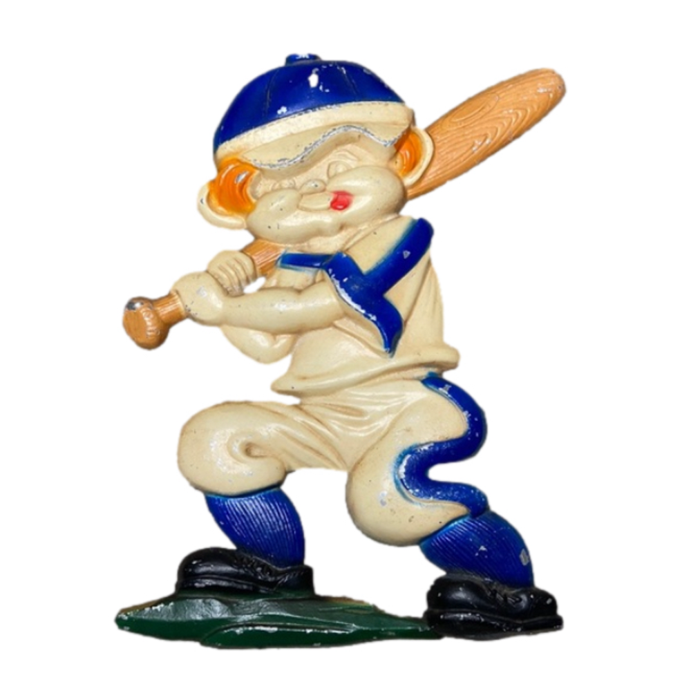 Vintage Sexton 70’s Boy Baseball Player Chippy 3D Metal Wall Hanging